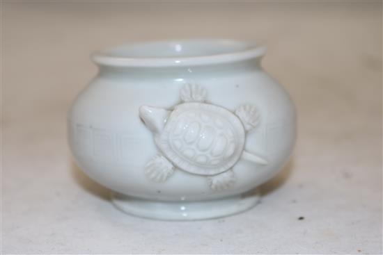 A Chinese Dehua blanc de chine water-pot, impressed seal mark for Lin Jesheng, late 18th century, width 18.5cm